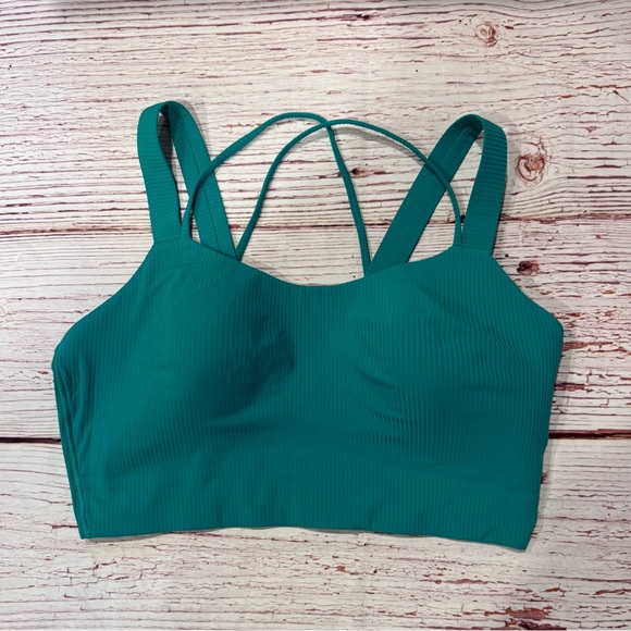 Lululemon Like a Cloud Longline Ribbed Bra D/DD Cups in Kelly Green Sz 12 - Picture 3 of 7